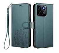 GOGME Cover per Huawei Honor 200 Smart, Custodia Portafoglio in Pelle con Disegno Floreale, TPU Bumper Shell con Supporto e Chiusura Magnetica - Verde Scuro