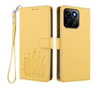 GOGME Cover per Huawei Honor 200 Smart, Custodia Portafoglio in Pelle con Disegno Floreale, TPU Bumper Shell con Supporto e Chiusura Magnetica - Giallo