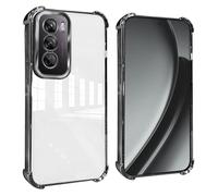 GOGME Cover per OPPO Reno 12 5G Pro / Reno12 Pro 5G Angoli Rinforzati con Pellicola Camera Custodia/TPU Antigraffio Antiurto Morbido Chiaro Design - Nero
