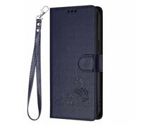 GOGME Cover per TCL NxtPaper 60 Ultra - Gatto Carino in Rilievo in Pelle Portafoglio Custodia con/Slot per Carte/Blocco RFID/Funzione Stand, Blu