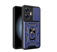 GOGME Cover per Xiaomi Redmi 15C 4G, Robusto PC + TPU Doppio Strato Protettivo Custodia con Porta Anello e Copertura Scorrevole Della Fotocamera, Blu