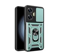 GOGME Cover per Xiaomi Redmi 15C 4G, Robusto PC + TPU Doppio Strato Protettivo Custodia con Porta Anello e Copertura Scorrevole Della Fotocamera, Verde