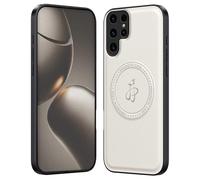 GOGME Custodia di Lusso per Motorola Edge 50 Neo - Cover in Pelle con Anello Magnetico Integrato (Compatibile con Accessori MagSafe) - Bianco