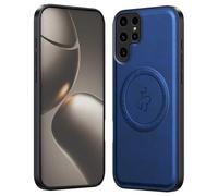 GOGME Custodia di Lusso per Motorola Edge 50 Neo - Cover in Pelle con Anello Magnetico Integrato (Compatibile con Accessori MagSafe) - Blu