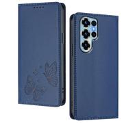 GOGME Custodia per Doogee Note 56X / Note 56X Pro, Cover in Pelle Premium con Farfalla in Rilievo, Porta Carte, Supporto, Custodia Antiurto, Cover Portafoglio Flip - Blu Scuro
