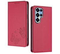 GOGME Custodia per Doogee Note 56X / Note 56X Pro, Cover in Pelle Premium con Farfalla in Rilievo, Porta Carte, Supporto, Custodia Antiurto, Cover Portafoglio Flip - Rosso