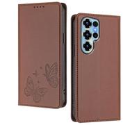 GOGME Custodia per Doogee Note 56X / Note 56X Pro, Cover in Pelle Premium con Farfalla in Rilievo, Porta Carte, Supporto, Custodia Antiurto, Cover Portafoglio Flip - Marrone