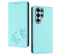 GOGME Custodia per Doogee Note 56X / Note 56X Pro, Cover in Pelle Premium con Farfalla in Rilievo, Porta Carte, Supporto, Custodia Antiurto, Cover Portafoglio Flip - Verde Chiaro
