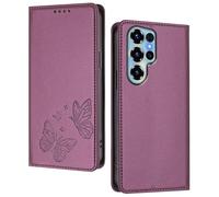 GOGME Custodia per Doogee Note 56X / Note 56X Pro, Cover in Pelle Premium con Farfalla in Rilievo, Porta Carte, Supporto, Custodia Antiurto, Cover Portafoglio Flip - Viola Scuro