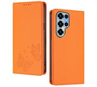 GOGME Custodia per Doogee Note 56X / Note 56X Pro, Cover in Pelle Premium con Farfalla in Rilievo, Porta Carte, Supporto, Custodia Antiurto, Cover Portafoglio Flip - Arancione