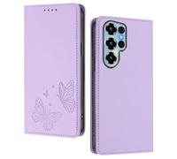 GOGME Custodia per Doogee Note 56X / Note 56X Pro, Cover in Pelle Premium con Farfalla in Rilievo, Porta Carte, Supporto, Custodia Antiurto, Cover Portafoglio Flip - Viola Chiaro