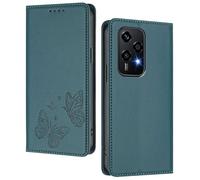GOGME Custodia per Huawei Honor 200 Lite, Cover in Pelle Premium con Farfalla in Rilievo, Porta Carte, Supporto, Custodia Antiurto, Cover Portafoglio Flip - Verde Scuro
