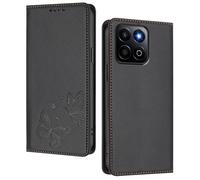 GOGME Custodia per Huawei Honor 200 Smart, Cover in Pelle Premium con Farfalla in Rilievo, Porta Carte, Supporto, Custodia Antiurto, Cover Portafoglio Flip - Nero