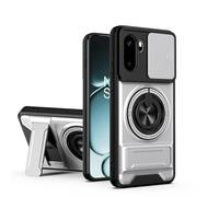 GOGME Custodia per OnePlus 15R 5G, Cover con Supporto ad Anello 2 in 1 & Magnetico, Protezione con Copertura a Scorrimento per Fotocamera, Protezione Totale - Argento