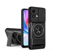 GOGME Custodia per ZTE Blade A35E 4G, Cover con Supporto ad Anello 2 in 1 & Magnetico, Protezione con Copertura a Scorrimento per Fotocamera, Protezione Totale - Nero