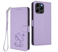 GOGME Custodia Portafoglio per DOOGEE Note 58 / Note 58 Pro, Cover in Pelle con Gatto Carino, Chiusura Magnetica, TPU Bumper Antiscivolo & Supporto - Viola Chiaro