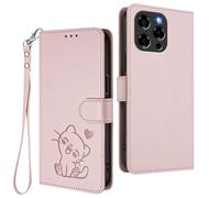 GOGME Custodia Portafoglio per DOOGEE Note 58 / Note 58 Pro, Cover in Pelle con Gatto Carino, Chiusura Magnetica, TPU Bumper Antiscivolo & Supporto - Rosa