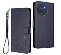 GOGME Custodia Portafoglio per DOOGEE Note 59 / Note 59 Pro, Cover in Pelle con Gatto Carino, Chiusura Magnetica, TPU Bumper Antiscivolo & Supporto - Blu