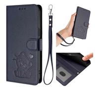 GOGME Custodia Portafoglio per Xiaomi Redmi Note 12 Pro+ Plus 5G, Cover in Pelle con Gatto Carino, Chiusura Magnetica, TPU Bumper Antiscivolo & Supporto - Blu
