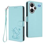 GOGME Custodia Portafoglio per Xiaomi Redmi Note 13 Pro+ Plus 5G, Cover in Pelle con Gatto Carino, Chiusura Magnetica, TPU Bumper Antiscivolo & Supporto - Verde Chiaro
