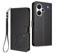 GOGME Custodia Portafoglio per Xiaomi Redmi Note 13 Pro+ Plus 5G, Cover in Pelle con Gatto Carino, Chiusura Magnetica, TPU Bumper Antiscivolo & Supporto - Nero