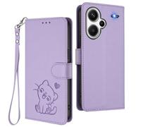 GOGME Custodia Portafoglio per Xiaomi Redmi Note 13 Pro+ Plus 5G, Cover in Pelle con Gatto Carino, Chiusura Magnetica, TPU Bumper Antiscivolo & Supporto - Viola Chiaro
