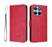 GOGME Design Panda Custodia Portafoglio in Pelle per Motorola Edge 70 Fusion con Tasche Carte, Protezione RFID, Supporto Multiangolo & Protezione Totale - Rosso Rosa