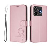 GOGME Design Panda Custodia Portafoglio in Pelle per ZTE Blade V60 Vita/Blade V60 Design con Tasche Carte, Protezione RFID, Supporto Multiangolo & Protezione Totale - Rosa