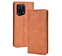 GOGME Leather Folio Cover per Oppo Find X5 Cover, PU + TPU Leather Wallet Case, Premium Filp Cover Custodia in Pelle Portafoglio con Funzione Stand, Marrone