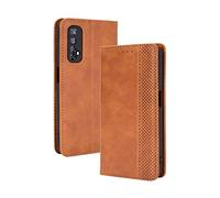 GOGME Leather Folio Cover per Realme 7 Cover, PU + TPU Leather Wallet Case, Premium Filp Cover Custodia in Pelle Portafoglio con Funzione Stand, Marrone