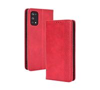 GOGME Leather Folio Cover per Realme 7 PRO Cover, PU + TPU Leather Wallet Case, Premium Filp Cover Custodia in Pelle Portafoglio con Funzione Stand, Rosso