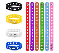 GOGO 10 Braccialetti in Silicone con Fori per Ciondoli per Adulti Regolabili con Bottoni, Accessori per Feste e Sportive - Colori Assortiti