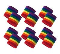 GOGO 12 Pezzi Polsini Spugna Arcobaleno Fasce Elastiche in Cotone per Lo Sport