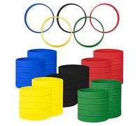 GOGO 60 pezzi Braccialetti in silicone colorati per giochi, Braccialetti in gomma elastica per giochi internazionali