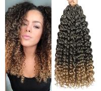 Gogo - Extension di capelli ricci all'uncinetto, 35,5 cm, 9 confezioni di capelli ricci con onde oceaniche, per donne nere, con passanti, ondulate profonde (T27#, 35,5 cm (9 confezioni)