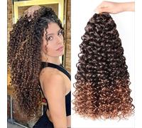 Gogo - Extension di capelli ricci all'uncinetto, 35,5 cm, confezione da 7 pezzi, da donna, ondulati profondi, capelli sintetici ricci all'uncinetto, 35,5 cm, 7 confezioni, 1B/30