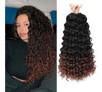 Gogo - Extension di capelli ricci all'uncinetto, 35,5 cm, confezione da 7 pezzi, per donne nere, ondulate profonde, da spiaggia, ricci all'uncinetto, sintetici (35,5 cm, 7 confezioni da 1b/4/30)