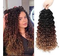 Gogo - Extension di capelli ricci all'uncinetto, 35,5 cm, confezione da 7 pezzi, per donne nere, ondulate profonde, capelli sintetici all'uncinetto, ricci da spiaggia (35,5 cm, 7 confezioni da 1B/30