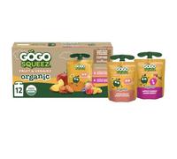 GoGo squeeZ Organic Fruit & VeggieZ Assortimento Pack, Pedal Peach and Boulder Berry, 90,7 g (confezione da 12), snack non zuccherati per bambini, senza glutine, senza noci, senza latticini, tappo