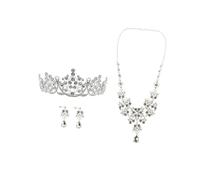Gogogmee 1 Set Nuziale Orecchini Alla Moda Aretes Para Mujer Girocollo Di Strass Per La Sposa Tiara Copricapo Per Donna Corone Per Decorazioni Per Quinceanera Lega Silver