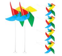 Gogogmee 10 Girandole Colorate per Decorazioni Esterne Scrivania Mulini Vento in Plastica con Asta Vuota e Ventosa per Giardino Aula e Feste Patriottiche