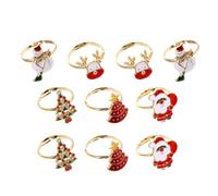 Gogogmee 10 Pezzi Anelli Natalizi Creativi Unisex Design Cartoon Cerchietti Festivi in Materiali ad Alta Tenacità Bordi Lisci e Non Sbiadenti Accessori Divertenti per e Adulti