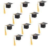 Gogogmee 10 Pezzi della Stagione di Laurea Decorazioni per Bottiglie di Laurea Cappello di Laurea Fai da Te Cappelli di Laurea in Miniatura Mini Toppers Tople Toppers Filato Black