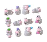 Gogogmee 12 Pezzi Carini Ornamenti Giocosi Topper Per Torta Di Compleanno Di Ippopotamo Topper Per Cupcake Con Animali Minuscole Figure Di Ippopotamo Mini Ippopotamo Resina