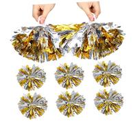 Gogogmee 12 Pom Poms Metallici per Cheerleading con Anello Accessori Cheer Squad Leggeri e Brillanti per Sport Danza e Feste Scolastiche