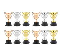 Gogogmee 15 Pezzi Mini Trofei in Plastica per Coppe Premio Partecipazione per Gare Giochi Sportivi e Concorsi Scolastici Medaglie Ricompensa Color Oro Argento per Eventi e