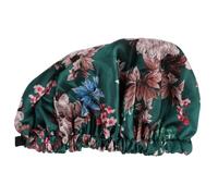 Gogogmee 1pezzi Cuffia da Bagno Donna in Tessuto Satinato Cuffia da Doccia Doppio Corda Elastica Motivo Floreale Verde per Uso Multiuso