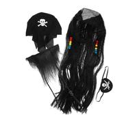 Gogogmee 1set Accessori Da Pirata Parrucca Barba e Benda Per Occhi Per Costume Di Halloween e Feste Tema Costume Da Pirata Comico Per Adulti