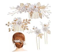 Gogogmee 1set Pettine Per Sposa Con Fiori e Perle Artificiale Accessorio Elegante Per Matrimonio Combinazione Di Rhinestones e Dettagli Raffinati Per Cerimonie e Occasioni Speciali