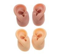 Gogogmee 2 Paia Modelli Orecchio in Silicone Flessibile e Confortevole Parti Anatomiche Realistiche per Pratica Piercing e Esposizione Gioielli Chiara e Scura